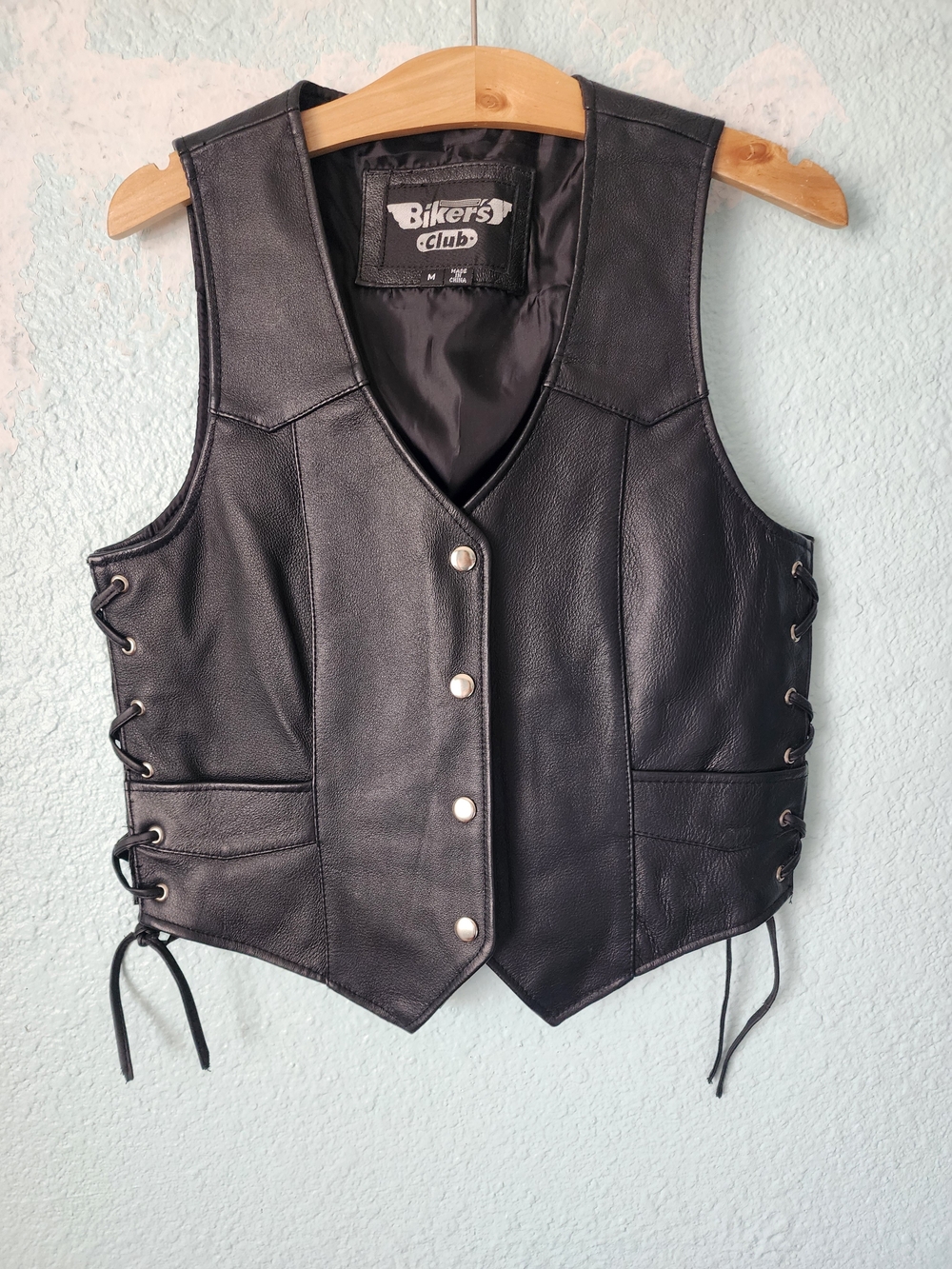 Women's Black Leather Motorcycle Vest